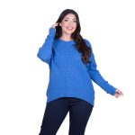 Platinum Μπλούζα Μπλε Γυναικεία Πλεκτή Με Πλεξούδες Ασύμμετρη All Day Free Size - 73937-BL