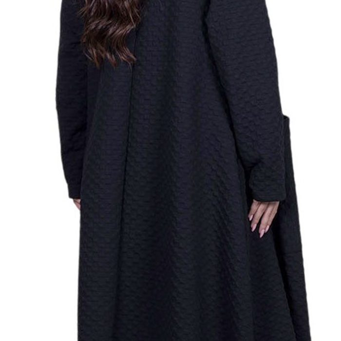 Fairyland Moschato Παλτό Μαύρο Γυναικείο Ανάγλυφο Σχέδιο Με Τσέπες Casual All Day Free Size - FM-76208-BC - Image 6