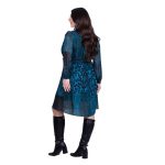 Platinum Φόρεμα Πετρόλ Με Εμπριμέ Σχέδια Γυναικείο Νεανικό Εβαζέ All Day Free Size - 78-GU-FS - Image 4