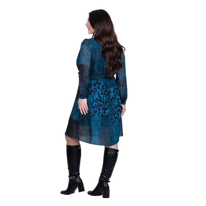 Platinum Φόρεμα Πετρόλ Με Εμπριμέ Σχέδια Γυναικείο Νεανικό Εβαζέ All Day Free Size - 78-GU-FS - Image 4