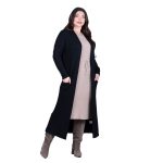 Platinum Ζακέτα Μαύρη Γυναικεία Casual Με Τσέπες Maxi All Day Free Size - 8062-BC - Image 2