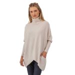Platinum Πουλόβερ - Πόντσο Εκρού Με Ζιβάγκο Γυναικείο Casual Φαρδύ All Day Free Size - 8215-EG
