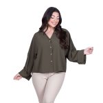 Fairyland Moschato Πουκαμίσα Χακί Γυναικεία Με Κουμπιά Casual All Day Free Size - 85131