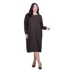 Platinum Φόρεμα Dark Chocolate Γυναικείο Πλεκτό Με Ανάγλυφα Σχέδια Casual Εβαζέ Midi All Day Free Size - 8595-DR