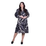 Platinum Φόρεμα Ασπρόμαυρο Με Animal Print Σχέδια Γυναικείο Νεανικό Εβαζέ All Day Free Size - BC-258-GU - Image 2