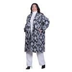 Platinum Παλτό Ασπρόμαυρο Γυναικείο Με Σχέδιο Ρόμβους All Day Free Size - BC-52637 - Image 4