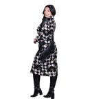 Gomore Φόρεμα Μαύρο Με Λαδί & Εκρού Γεωμετρικά Σχέδια Γυναικείο Μidi Σε Ίσια Γραμμή - BC-56769 - Image 5