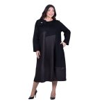 Fairyland Φόρεμα Μαύρο - Μόκα Γυναικείο Midi Εβαζέ All Day Free Size - FM-1020