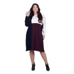 Fairyland Φόρεμα Μπλε Με Δαμασκηνί & Εκρού Γυναικείο Πλεκτό Μidi Casual All Day Free Size - FM-1062-BL