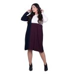 Fairyland Φόρεμα Μπλε Με Δαμασκηνί & Εκρού Γυναικείο Πλεκτό Μidi Casual All Day Free Size - FM-1062-BL - Image 2