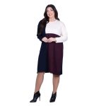 Fairyland Φόρεμα Μπλε Με Δαμασκηνί & Εκρού Γυναικείο Πλεκτό Μidi Casual All Day Free Size - FM-1062-BL - Image 3