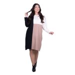 Fairyland Φόρεμα Μαύρο Με Camel & Εκρού Γυναικείο Πλεκτό Μidi Casual All Day Free Size - FM-1062-CL