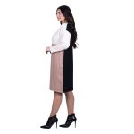 Fairyland Φόρεμα Μαύρο Με Camel & Εκρού Γυναικείο Πλεκτό Μidi Casual All Day Free Size - FM-1062-CL - Image 3