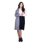 Fairyland Φόρεμα Γκρι Με Μαύρο & Εκρού Γυναικείο Πλεκτό Μidi Casual All Day Free Size - FM-1062-GR - Image 2