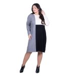 Fairyland Φόρεμα Γκρι Με Μαύρο & Εκρού Γυναικείο Πλεκτό Μidi Casual All Day Free Size - FM-1062-GR - Image 3