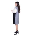 Fairyland Φόρεμα Γκρι Με Μαύρο & Εκρού Γυναικείο Πλεκτό Μidi Casual All Day Free Size - FM-1062-GR - Image 4