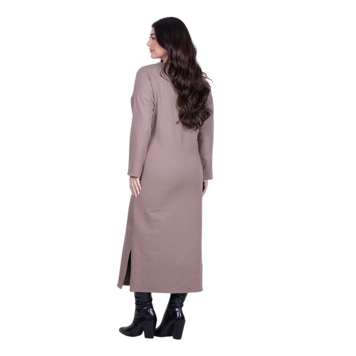 Fairyland Φόρεμα Μόκα Γυναικείο Σε Ίσια Γραμμή Casual Μακρύ All Day Free Size - FM-12642-MG - Image 4