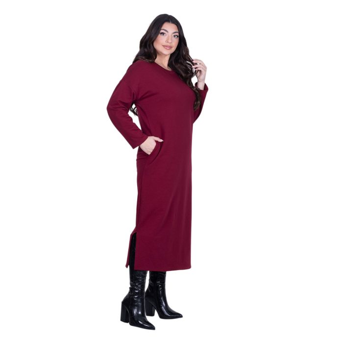 Fairyland Φόρεμα Μπορντοκόκκινο Γυναικείο Σε Ίσια Γραμμή Casual Μακρύ All Day Free Size - FM-12642-R - Image 3