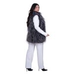 Fairyland Moschato Γιλέκο Ασπρόμαυρο Γυναικείο Γούνινο Οικολογικό Χνουδωτό Casual All Day - FM-1310-G - Image 4
