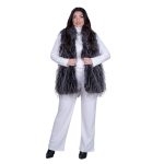 Fairyland Moschato Γιλέκο Ασπρόμαυρο Γυναικείο Γούνινο Οικολογικό Χνουδωτό Casual All Day - FM-1310-G - Image 5