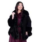 Fairyland Κάπα Μαύρη Γυναικεία Με Οικολογική Γούνα All Day Free Size - FM-30985-BC