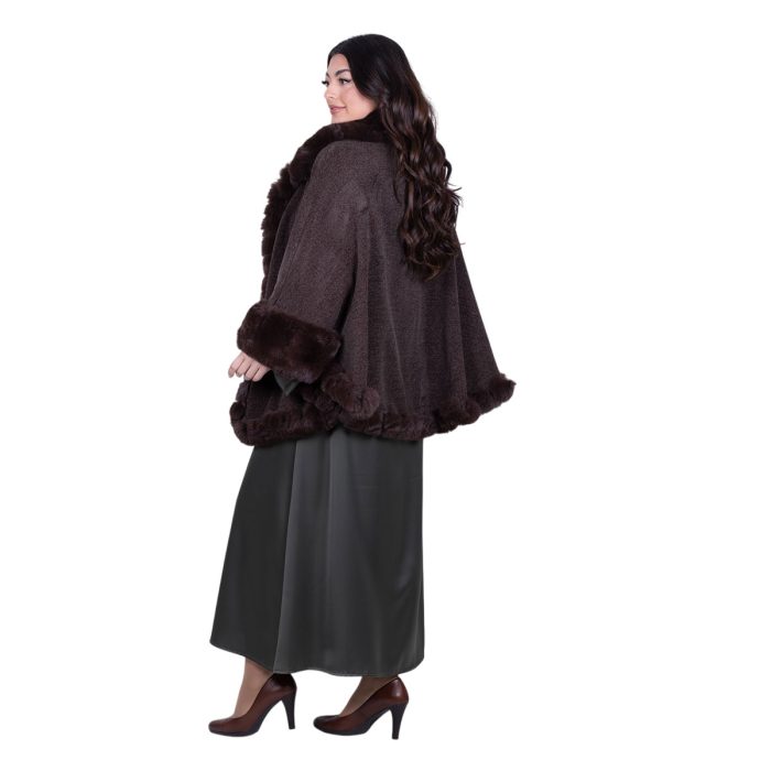 Fairyland Κάπα Dark Chocolate Γυναικεία Με Οικολογική Γούνα All Day Free Size - FM-30985-DR - Image 3