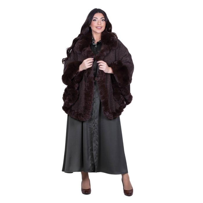 Fairyland Κάπα Dark Chocolate Γυναικεία Με Οικολογική Γούνα All Day Free Size - FM-30985-DR - Image 4