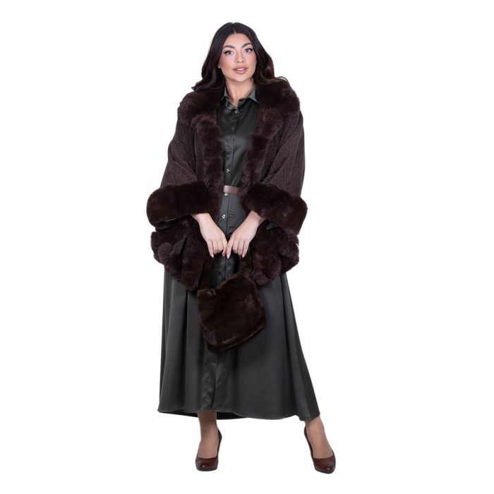 Fairyland Κάπα Dark Chocolate Γυναικεία Με Οικολογική Γούνα All Day Free Size - FM-30985-DR - Image 6