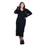 Fairyland Φόρεμα Μαύρο Γυναικείο Πλεκτό Μidi Με Ντεκολτέ Casual All Day Free Size - FM-70068-BC