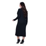 Fairyland Φόρεμα Μαύρο Γυναικείο Πλεκτό Μidi Με Ντεκολτέ Casual All Day Free Size - FM-70068-BC - Image 4