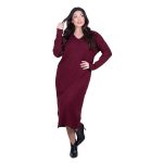 Fairyland Φόρεμα Μπορντό Γυναικείο Πλεκτό Μidi Με Ντεκολτέ Casual All Day Free Size - FM-70068-BR