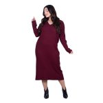 Fairyland Φόρεμα Μπορντό Γυναικείο Πλεκτό Μidi Με Ντεκολτέ Casual All Day Free Size - FM-70068-BR - Image 2