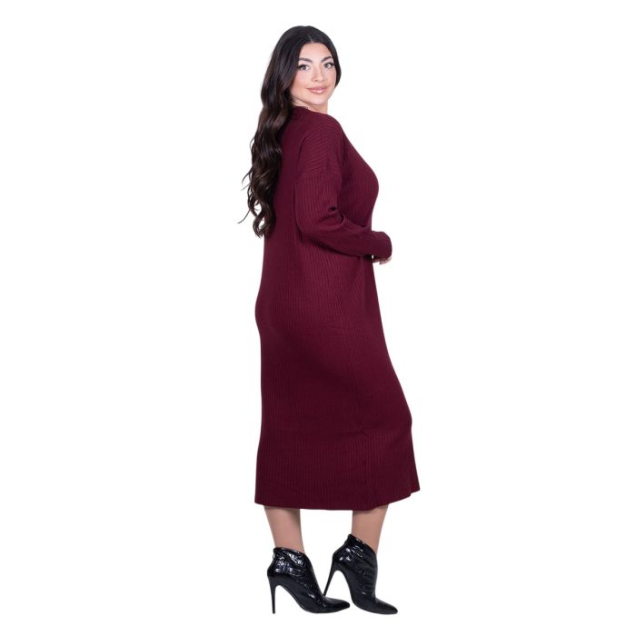 Fairyland Φόρεμα Μπορντό Γυναικείο Πλεκτό Μidi Με Ντεκολτέ Casual All Day Free Size - FM-70068-BR - Image 4