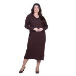 Fairyland Φόρεμα Καφέ Γυναικείο Πλεκτό Μidi Με Ντεκολτέ Casual All Day Free Size - FM-70068-DC - Image 2