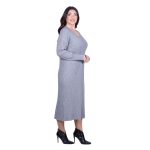 Fairyland Φόρεμα Γκρι Γυναικείο Πλεκτό Μidi Με Ντεκολτέ Casual All Day Free Size - FM-70068-GR - Image 3