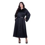 Fairyland Φόρεμα Μαύρο Γυναικείο Σατινέ Με Κουμπιά Μακρύ Άλφα Γραμμή All Day Free Size - FM-7275-BC - Image 3