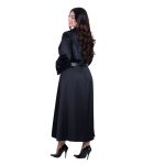 Fairyland Φόρεμα Μαύρο Γυναικείο Σατινέ Με Κουμπιά Μακρύ Άλφα Γραμμή All Day Free Size - FM-7275-BC - Image 6