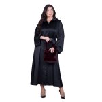 Fairyland Φόρεμα Μαύρο Γυναικείο Σατινέ Με Κουμπιά Μακρύ Άλφα Γραμμή All Day Free Size - FM-7275-BC - Image 7