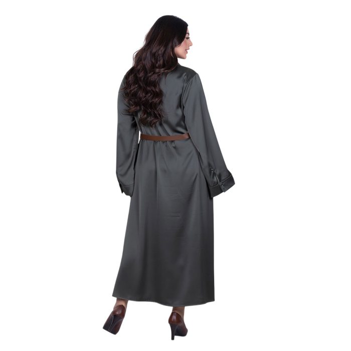 Fairyland Φόρεμα Πράσινο Γυναικείο Σατινέ Με Κουμπιά Μακρύ Άλφα Γραμμή All Day Free Size - FM-7275-GR - Image 3