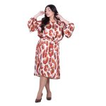 Fairyland Φόρεμα Εκρού Με Εκάι Εμπριμέ Γυναικείο Μακρύ Φαρδύ Με Ζώνη All Day Free Size - FM-92123 - Image 2