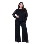 Gomore Μπλούζα Μαύρη Με Δαντέλα Γυναικεία Μακρυμάνικη Ασύμμετρη All Day - GM-24910 - Image 5