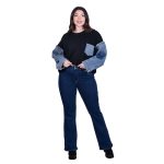 Fairyland Moschato Μπλούζα Μαύρη Με Blue Jean Γυναικεία Casual Φαρδιά Νεανική All Day Free Size - FM-43077 - Image 5