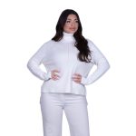 Gomore Μπλούζα Λευκή Γυναικεία Πλεκτή Με Ζιβάγκο Ασύμμετρη All Day Free Size - GM-56232-W - Image 2