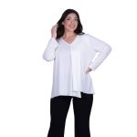 Gomore Μπλούζα Λευκή Γυναικεία Ασύμμετρη Με Ντεκολτέ & Πιέτα Αll Day - GR-14940-W
