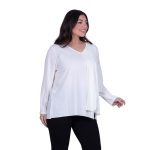 Gomore Μπλούζα Λευκή Γυναικεία Ασύμμετρη Με Ντεκολτέ & Πιέτα Αll Day - GR-14940-W - Image 2