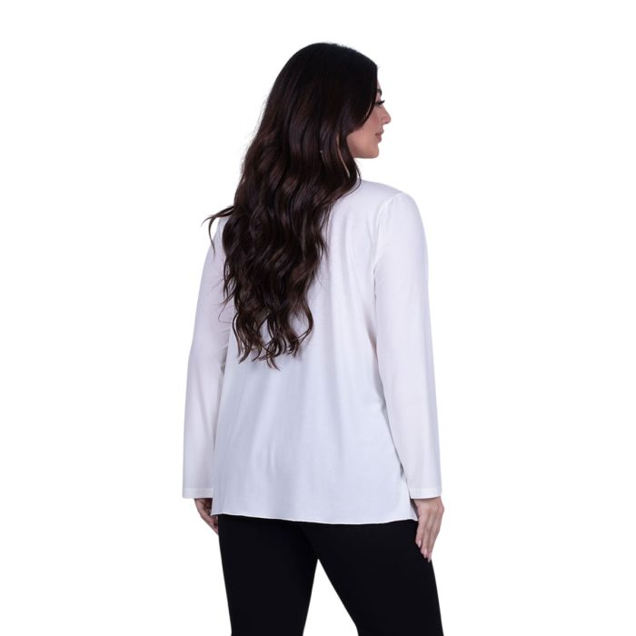 Gomore Μπλούζα Λευκή Γυναικεία Ασύμμετρη Με Ντεκολτέ & Πιέτα Αll Day - GR-14940-W - Image 3
