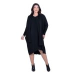 Platinum Φόρεμα Μαύρο Γυναικείο Casual Φαρδύ Midi Σετ Με Κασκόλ All Day Free Size - IT-036-42-BC - Image 2