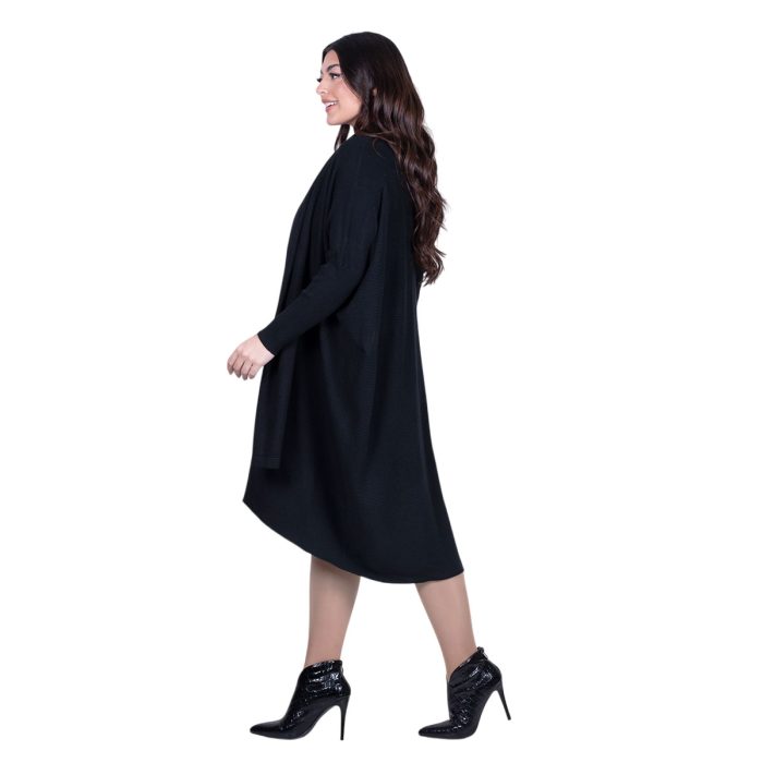 Platinum Φόρεμα Μαύρο Γυναικείο Casual Φαρδύ Midi Σετ Με Κασκόλ All Day Free Size - IT-036-42-BC - Image 3