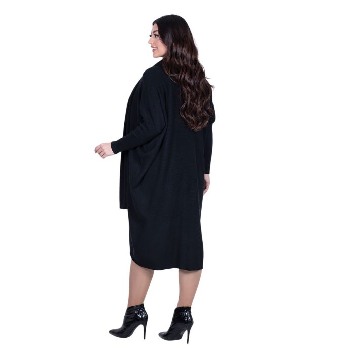 Platinum Φόρεμα Μαύρο Γυναικείο Casual Φαρδύ Midi Σετ Με Κασκόλ All Day Free Size - IT-036-42-BC - Image 5