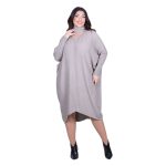 Platinum Φόρεμα Μόκα Γυναικείο Casual Φαρδύ Midi Σετ Με Κασκόλ All Day Free Size - IT-036-42-BG